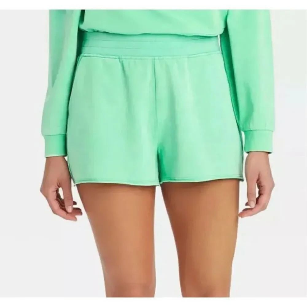 Womens JoyLab Lightweight Mint Green French Terry Shorts 2" - Sz L